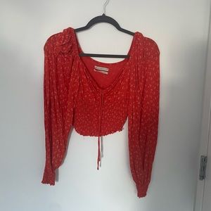 Urban Outfitters puff sleeve top with scrunching at waist